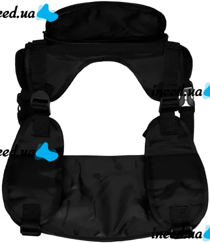 Tough Slhs 125 tactical vest chest bag with 2 compartment pockets, headphone output and adjustable chest straps Black