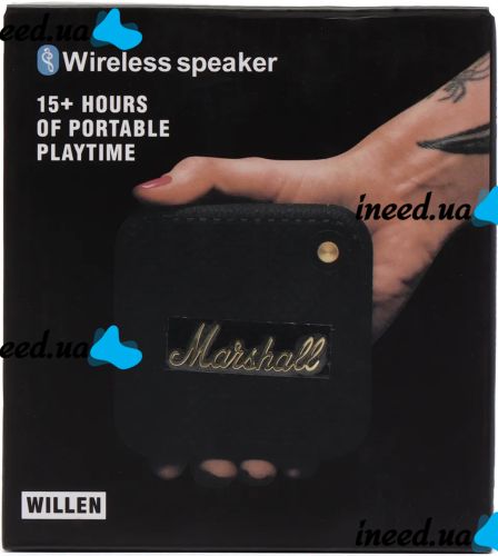 Портативная колонка Marshall Willen BT беспроводная водонепроницаемая акустическая Bluetooth система в ретро стиле USB для Android IOS Черная