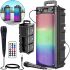 Outdoor Speaker with Microphone Hoco BS52 Billowing Outdoor Wireless Portable Bluetooth Speaker System, Stand-alone Karaoke, Remote Control and Color Music