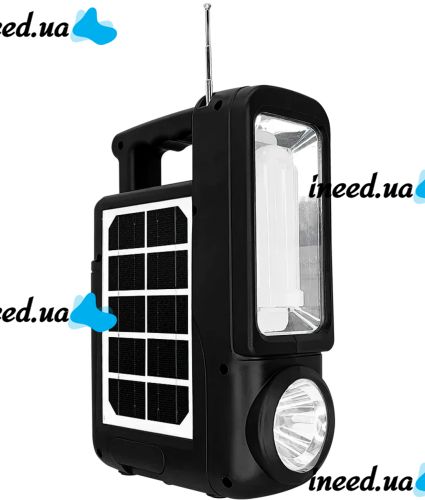 Переносная солнечная станция CcLamp CL-830 аккумуляторный LED фонарь повербанк с лампочкой и FM радио на солнечной батареи USB Bluetooth Power Bank