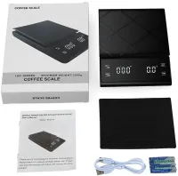 Кухонные сенсорные весы Coffee Scale EK6012 до 5 кг, аккумуляторные весы для взвешивания кофе с LED-дисплеем, таймером и плоской платформой 4058