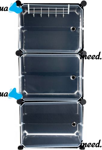 Складной шкаф органайзер для обуви Storage Cube Cabinet D1-3 42х32х95см пластиковая тумба с дверцами на 3 секции и 6 полочек для одежды Черная