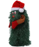 Танцующая рождественская елка Dancing Xmas Tree ET02 интерактивная новогодняя игрушка 17х10 см вращающаяся музыкальная ёлка в шапке на батарейках