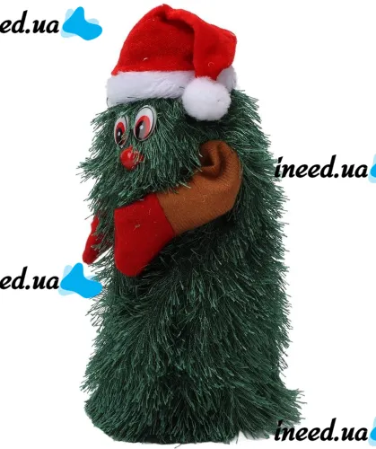 Танцующая рождественская елка Dancing Xmas Tree ET02 интерактивная новогодняя игрушка 17х10 см вращающаяся музыкальная ёлка в шапке на батарейках