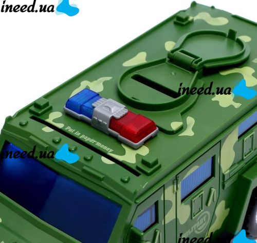 Детская копилка сейф Military Car Safe Box YJ847 купюроприемник, банкомат, электронная военная машинка для денег с кодовым замком на батарейках