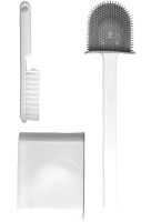 Набор щетка и ершик Cleaner Toilet Brush RD-5763 подвесной силиконовый гибкий ёршик на подставке с креплением на стену для чистки унитаза HA-179
