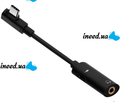 Переходник Hoco LS19 2 в 1 Jack 3.5мм Type-C аудио адаптер на 2 гнезда, конвертер для подключения зарядки и наушников к телефону Audio Converter