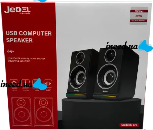 Провідні комп'ютерні колонки Jedel S-578 2.0 6W стерео RGB колонка з регулюванням гучності, акустика з підсвічуванням для ПК і ноутбука від USB