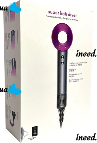 Фен для укладки и сушки волос Super Hair Dryer Supersonic HD07 5 в 1 стайлер со сменными магнитными насадки, защитой от перегрева и турборежимом 1600 W Розовый
