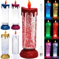 Ночник свеча Romantic Candle H-86 декоративная масляная свечка со снегом и блестками, светильник со светодиодной LED подсветкой на батарейках RGB