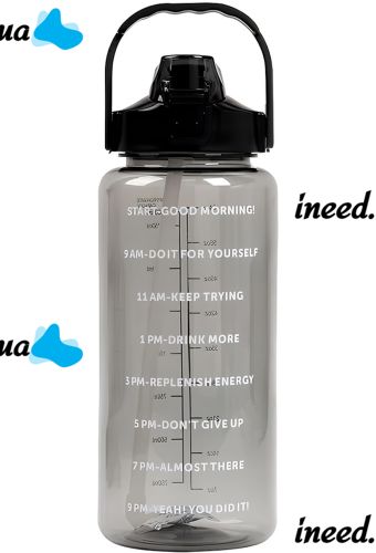 Спортивная бутылка с поилкой для воды Water Bottle Large Gym 2л портативная герметичная бутылка с таймером, соломинкой и ручкой для занятий спортом