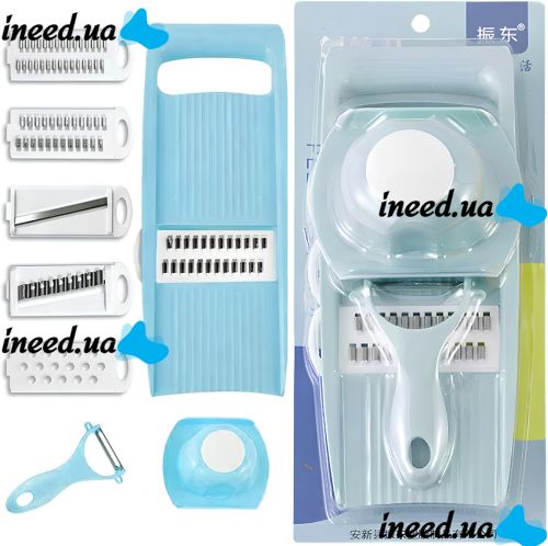 Manual Vegetable Cutter DT-17 5 in 1 kitchen slicer, vegetable slicer for peeling and cutting fruits and vegetables, flat slicer with interchangeable attachments