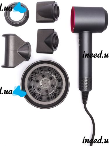 Фен для укладки и сушки волос Super Hair Dryer Supersonic HD07 5 в 1 стайлер со сменными магнитными насадки, защитой от перегрева и турборежимом 1600 W Розовый