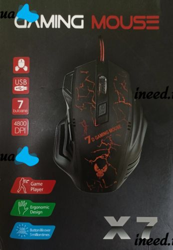 Игровая компьютерная мышь Gaming Mouse X7 проводная оптическая USB геймерская мышка со светодиодной LED подсветкой для ПК компьютера и ноутбука