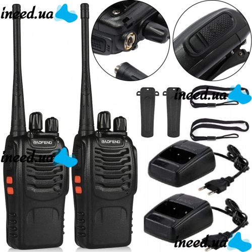 Комплект из двух раций Baofeng BF-888S на 16 каналов до 5 км, Радиостанция на 2 двухдиапазонные рации на 1500 мАч со встроенным FM рация