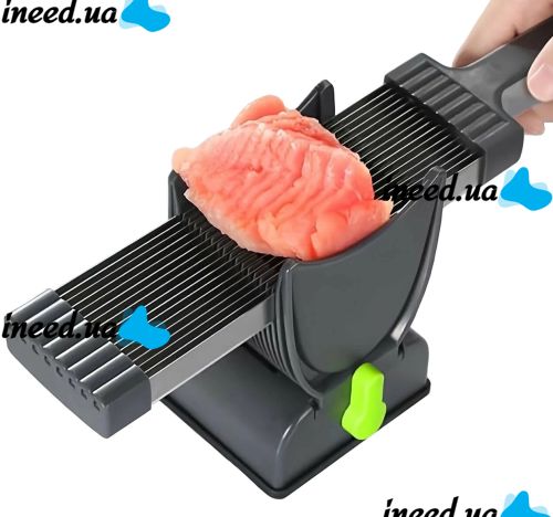 Fresh Meat Slicer YLM-248 Handheld Meat Slicer for thin slicing and shredding of meat, LY-824 17 Blade Handheld Slicer with Stand Gray