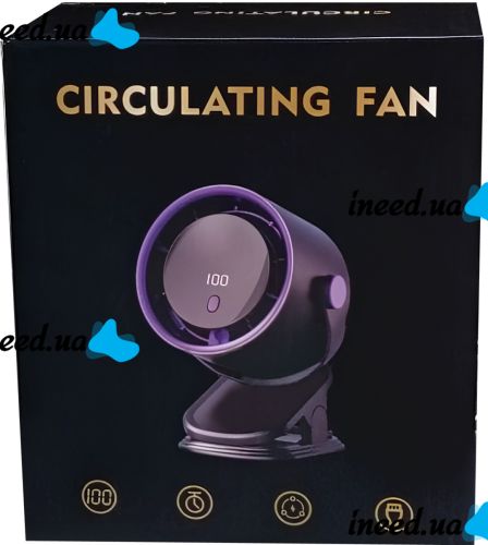 Настольный аккумуляторный турбо-вентилятор Circulating Fan M206 навесной охладитель воздуха, вентилятор с дисплеем и LED подсветкой USB VEN-1100