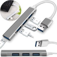 Концентратор USB 3.0 HUB Silver на 4 порта, мультифункциональный переходник разветвитель для ноутбука и ПК, юсб хаб Серый