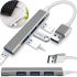 Концентратор USB 3.0 HUB Silver на 4 порта, мультифункциональный переходник разветвитель для ноутбука и ПК, юсб хаб Серый