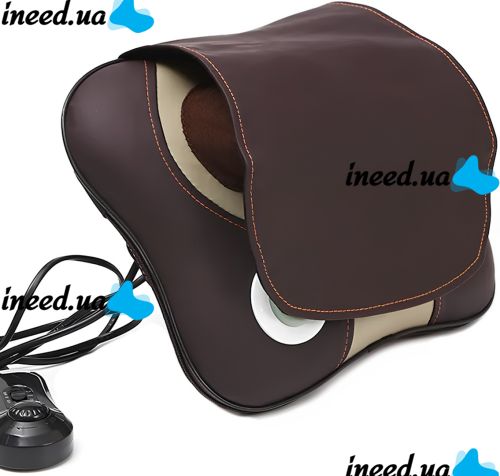 Массажная подушка Massage Pillow HT-8802 роликовый массажер для спины и шеи с подогревом, режимом магнитотерапии и подсветкой 3 режима работы от сети        