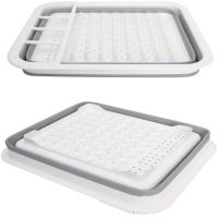 Складная кухонная сушилка для посуды Kitchen Craft Joseph Extend BN-090 раскладная, силиконовая сушка для тарелок и кухонных приборов, поддон
