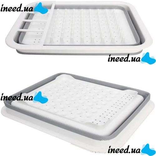 Складная кухонная сушилка для посуды Kitchen Craft Joseph Extend BN-090 раскладная, силиконовая сушка для тарелок и кухонных приборов, поддон