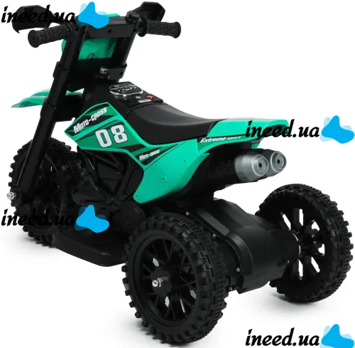 Детский электромотоцикл Cool Mountain 26X-130 Зеленый электрический байк на аккумуляторе с LED подсветкой, музыкой для детей от 2-х лет до 25 кг