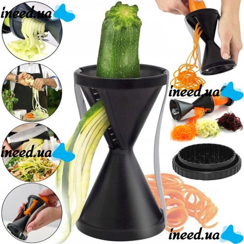 Ручная спиральная терка Spiral Slicer ST-86 овощерезка для шинковки корейской моркови, овощей и фруктов соломкой, спиральный слайсер 13x7 см Черный