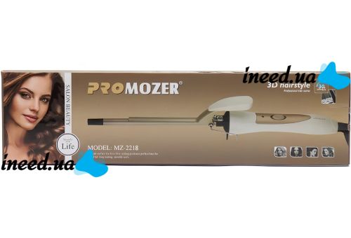 Плойка для афро кудрей Promozer MZ-2218 9 мм тонкая афроплойка для завивки и укладки волос, керамические мелкие щипцы с индикатором и подставкой 35W