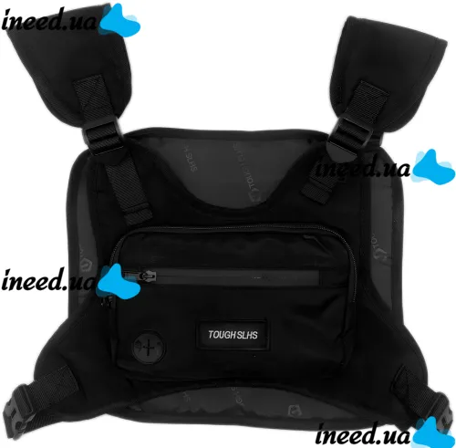 Tough Slhs 125 tactical vest chest bag with 2 compartment pockets, headphone output and adjustable chest straps Black