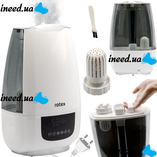 Rotex RHF-600-W Ultrasonic Humidifier for 6 liters 35 sq.m Ionizer Purifier with LED Display and 30W Water purification filter from the mains White