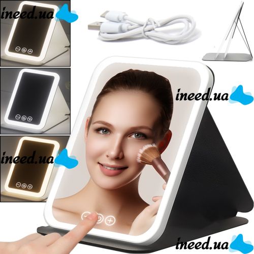 Cosmetic Touch-sensitive Makeup Mirror Makeup Mirror MAG-727 Desktop Rechargeable Mirror with LED Backlight on a USB Stand