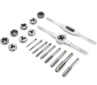 Набор метчики и плашки Tap and Die Set M3-M12 20 штук комплект стальных метчиков и плашек для нарезания метрической резьбы в кейсе мечек и лерка