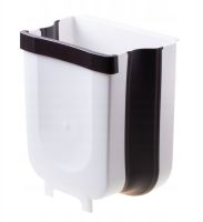 Folding Hanging Trash Bin Can on Door Foltable Trash Bin Can in Kitchen or Bathroom, Folding Trash Bin Can on Door White