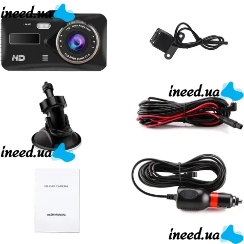 Автомобильный Видеорегистратор 4" Full HD сенсорный экран DVR BT-100 на 2 камеры заднего вида Универсальный авторегистратор с двумя камерами