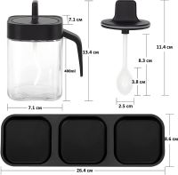 Набор контейнеров баночек Seasoning bottle set XL-730 3 отсека по 400 мл для хранения приправ и специй, Комплект емкостей с крышками и ложками