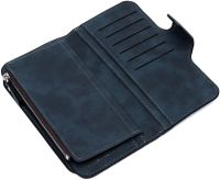 Женский замшевый кошелек Baellerry Forever N2345 Dark Blue женское портмоне, клатч на 10 отделений для хранения купюр и мелочи 19х10.5 см Темно синие