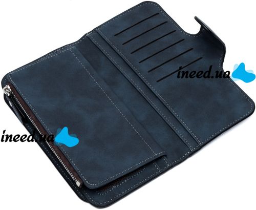 Женский замшевый кошелек Baellerry Forever N2345 Dark Blue женское портмоне, клатч на 10 отделений для хранения купюр и мелочи 19х10.5 см Темно синие