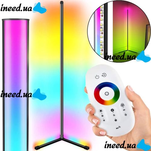 Напольный угловой RGB торшер светильник Nook Lamp 120 см с пультом управления, Угловая светодиодная LED лампа подсветка с разными режимами Черный
