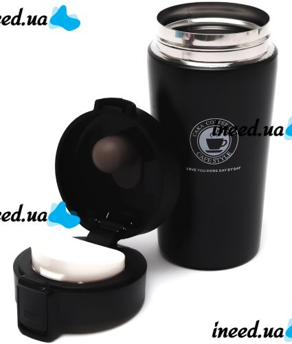 Портативная термочашка Vacuum Cup Elite Cafestyle EL-252 380 мл двухслойная термокружка с крышкой и поилкой, термос из нержавеющей стали с фильтром AND1335