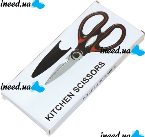 Универсальные кухонные ножницы Onnaaruji Kitchen Scissors KJ01 для нарезки мяса, рыбы и овощей, орехокол из нержавеющей стали с открывалкой в чехле