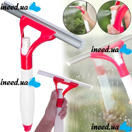Швабра для чистки окон Water Spray Glass Cleaner 2 в 1 щетка очиститель стекла со скребком и распылителем пульверизатором для мытья стёкол Liao