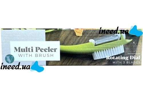 Мульти-чистка для овощей с щеткой Multi Peeller 3 в 1 кухонная ручная овощечистка для очистки и удаления кожуры фруктов, чистилка с насадками Зеленая