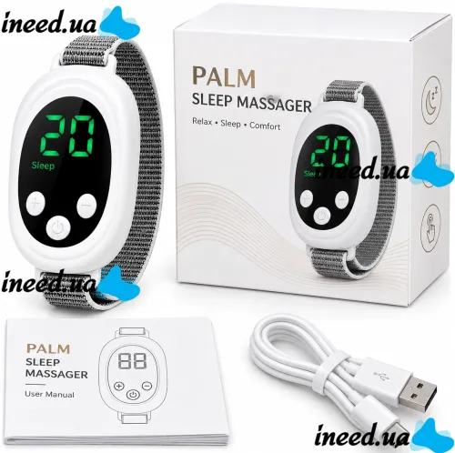 Ручной EMS массажер для улучшения сна Palm Sleep Massager DT-1563 аккумуляторный микротоковый прибор для релаксации, снятия тревоги и стресса от USB