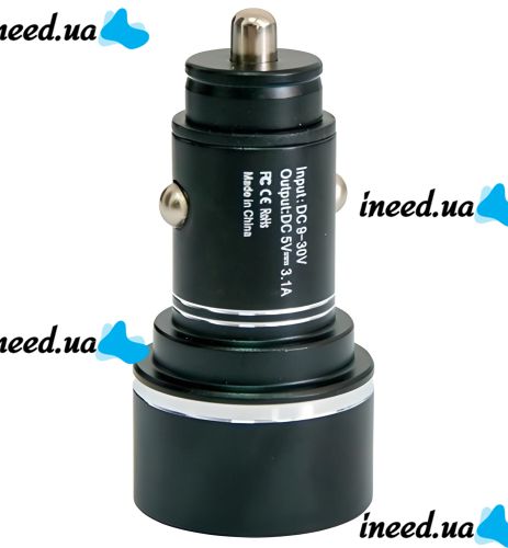 Автомобильное зарядное устройство с вольтметром Car Charger HZ HC7 3.1A, Адаптер для зарядки 2xUSB в прикуриватель, Автозарядка с экраном Черный