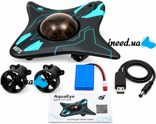Rays 777-273 Radio-Controlled Underwater Stingray Spy Boat with Underwater Wi-Fi Camera, Rechargeable Remote-Controlled Drone—For Ages 8 and Up