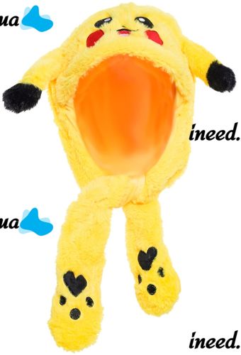 Светящаяся Зверошапка Bambi, Pikachu ZB-15 с длинными двигающимися ушками и светодиодной LED подсветкой, детский карнавальный головной убор игрушка ZB-16