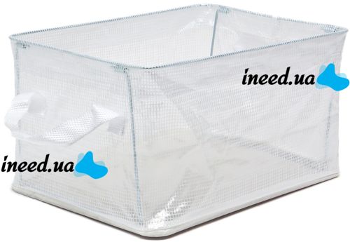 Универсальный органайзер в шкаф Storage Box LY-706 48х20х20 см прозрачная тканевая корзина с каркасом для хранения вещей и нижнего белья 27 л Белая