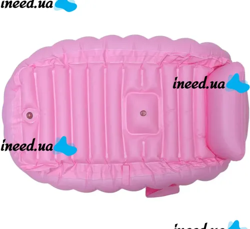 Надувная детская ванна для купания Intime Baby Bath Tub JS033 противоскользящая ванночка с подушкой, сливом и насосом для малышей Розовая YT-226A