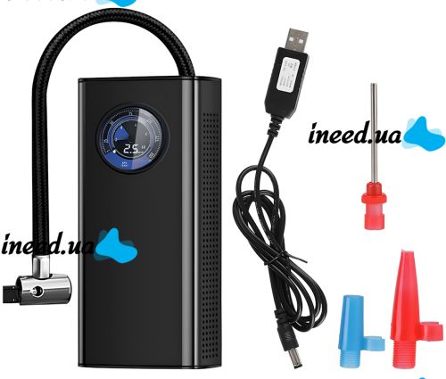 Автомобильный воздушный компрессор Charge Pump CQB002 3600mAh аккумуляторный автокомпрессор с фонариком и дисплеем, насос для подкачки шин 150 PSI